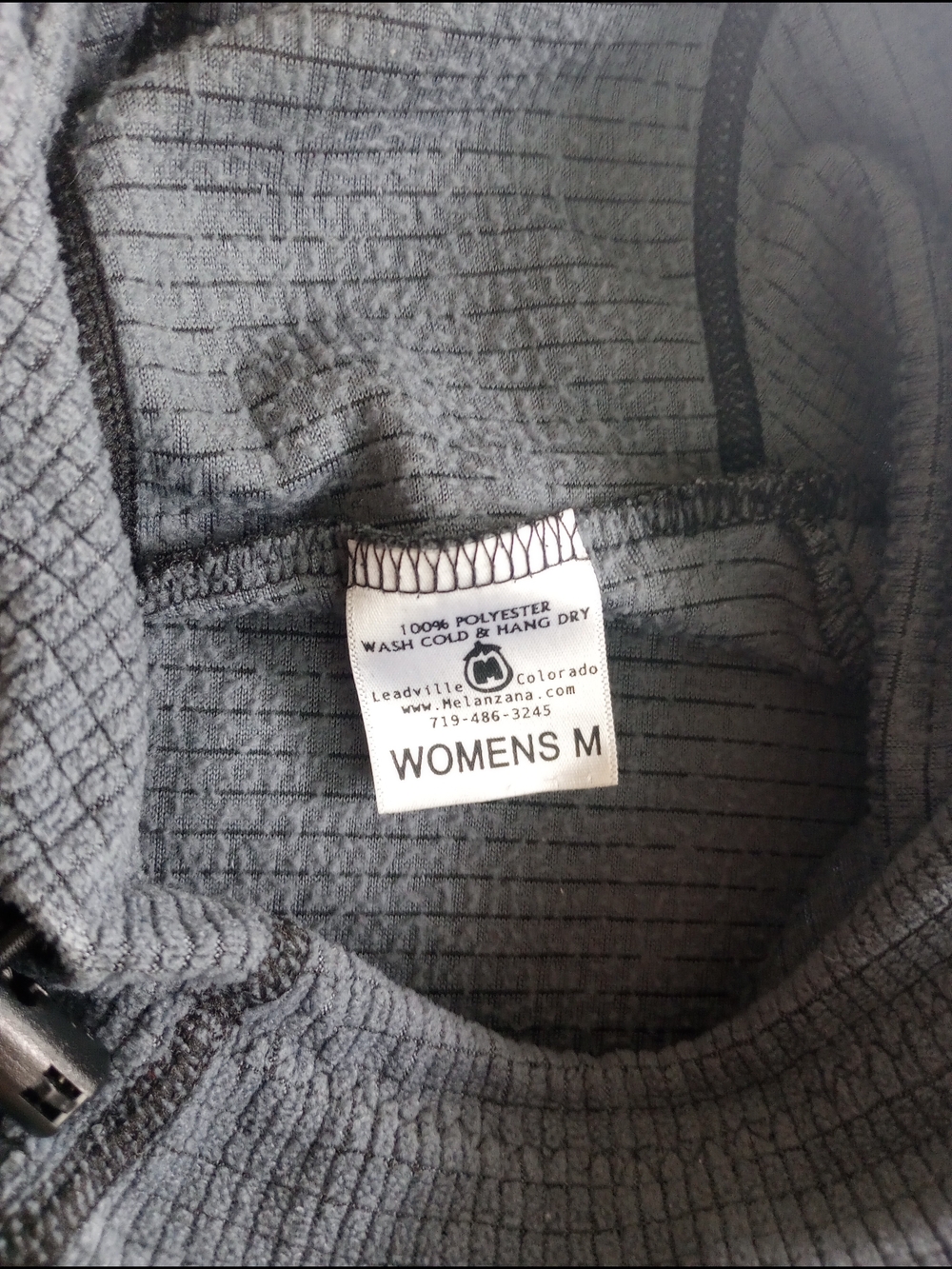 Melanzana Gray Microgrid Pullover with Yellow Logo Tag Flaw Women's M - Picture 10 of 10